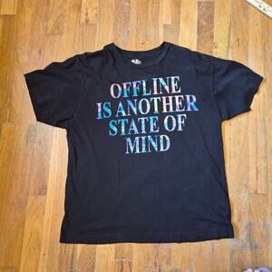 Vapor95 size L Large Offline Is a State of Mind Black Tee Shirt Vaporwave